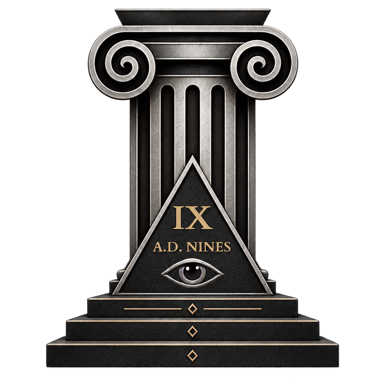 A.D. Nines IX column and pyramid emblem
